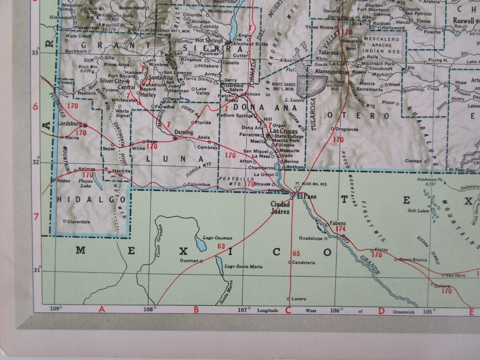 NJ NM 1951 NEW JERSEY RAILROAD Map. MORRISTOWN & ERIE RR ~or~ NEW MEXICO