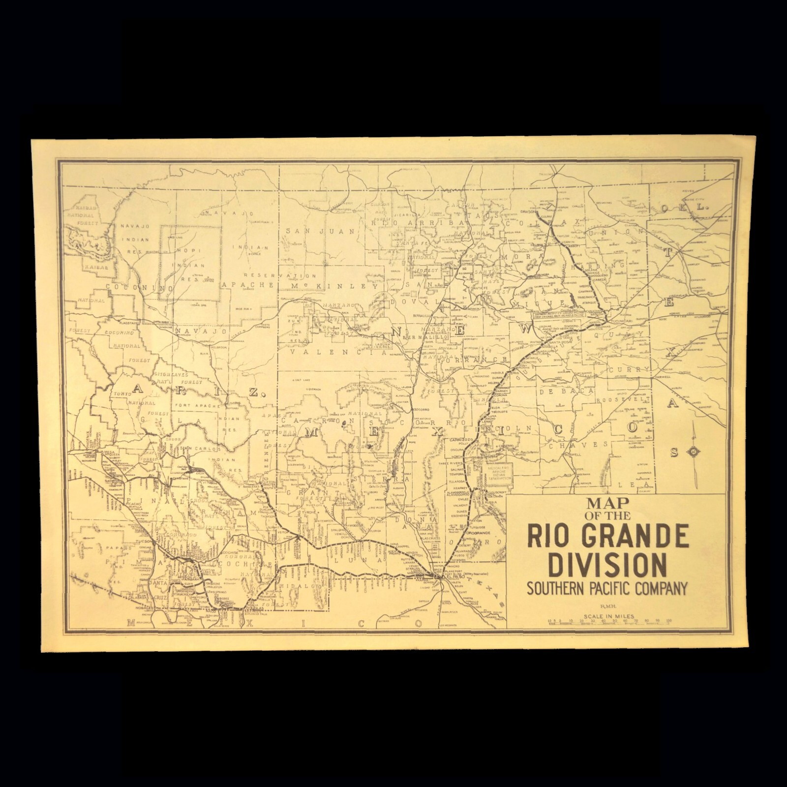 SOUTHERN PACIFIC Railroad Map Rio Grande Division Denver & Rio Grande Western RR