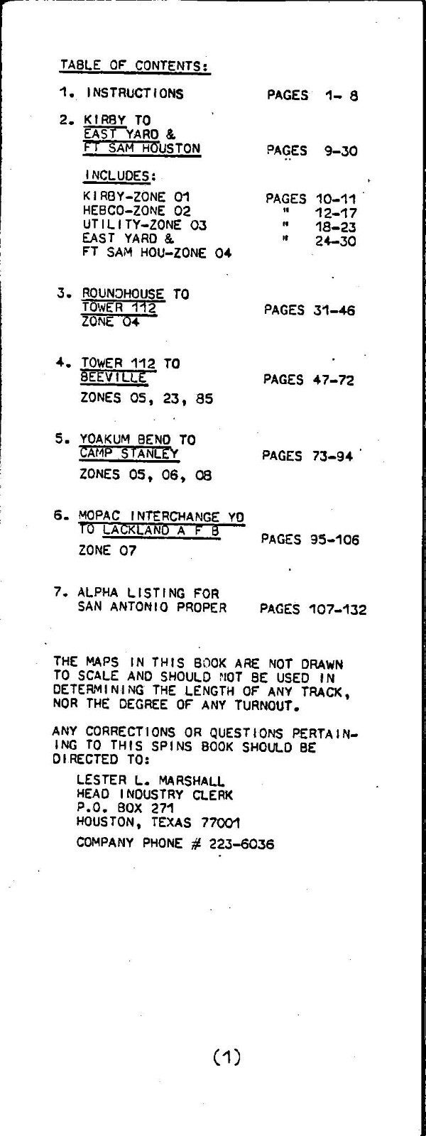 Southern Pacific RR 1985 San Antonio Division SPINS PDF Pages on DVD