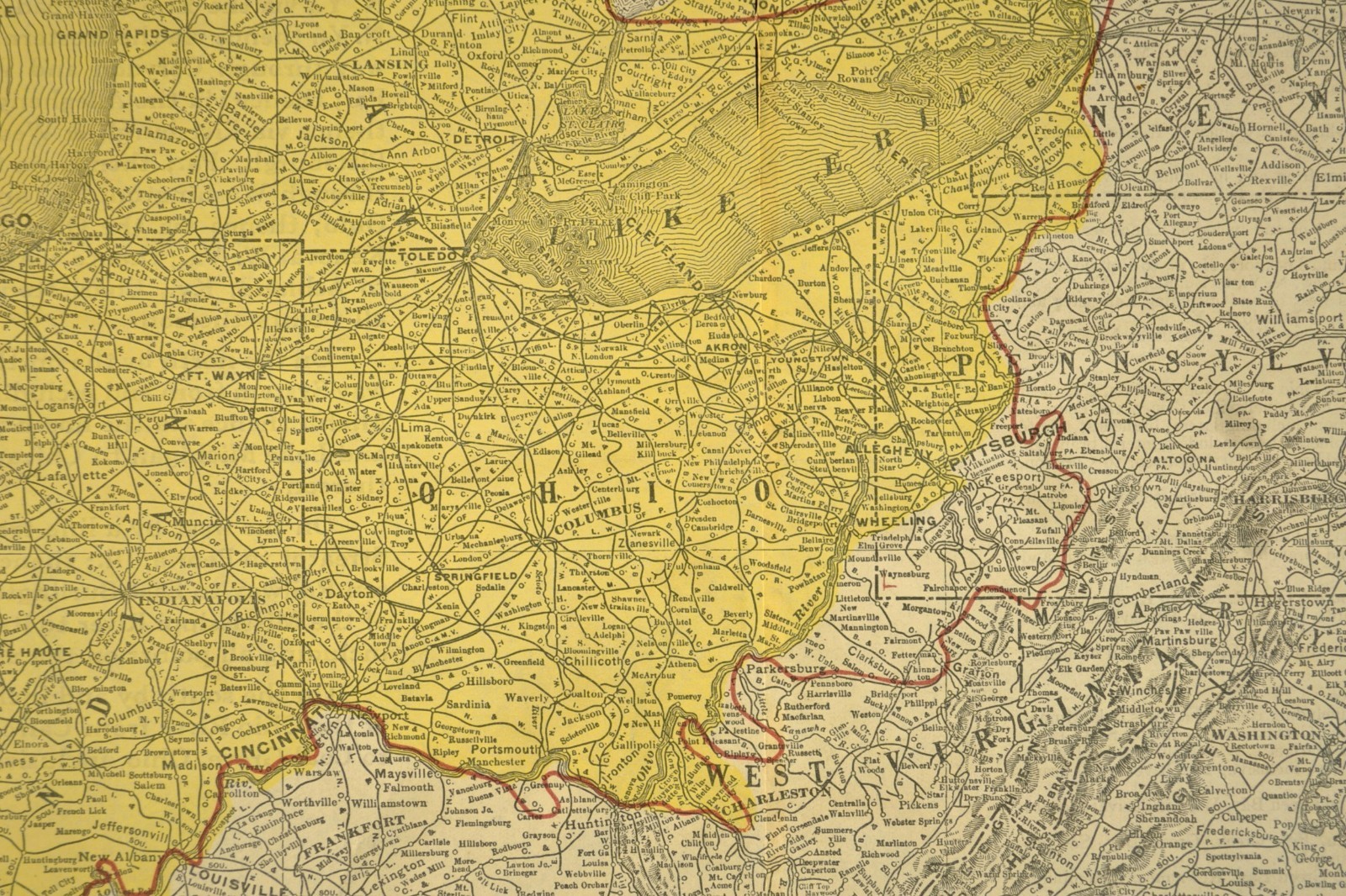 Great Lakes Region Map Railroad Central Freight Association Territory circa 1919