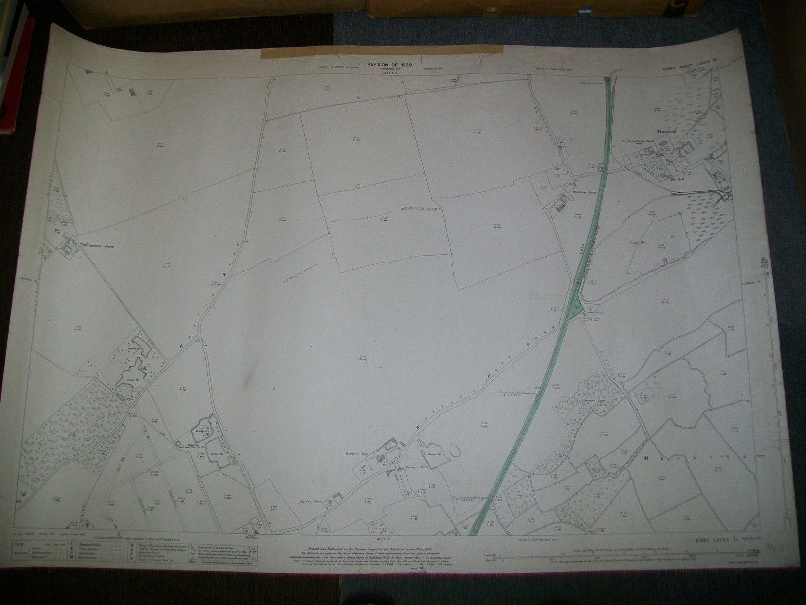 MUCKING ESSEX ORDNANCE SURVEY MAP LTSR LMSR WALTON’S HALL 1947 (1939 REVISION)