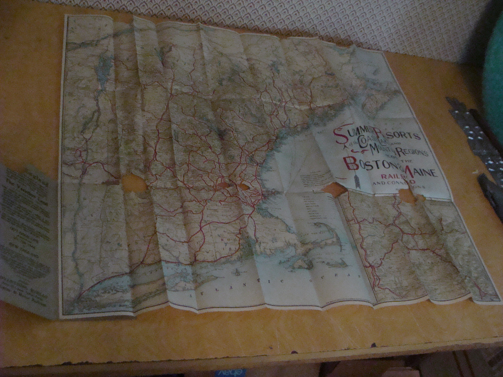 Vintage Original Map: SUMMER RESORTS of the coast along BOSTON & MAINE RR 26×28″