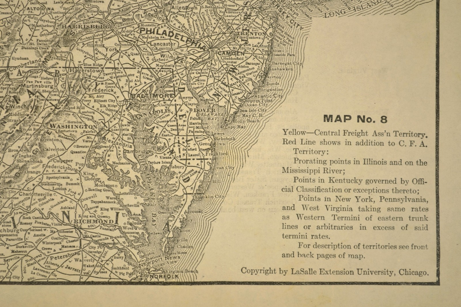 Great Lakes Region Map Railroad Central Freight Association Territory circa 1919