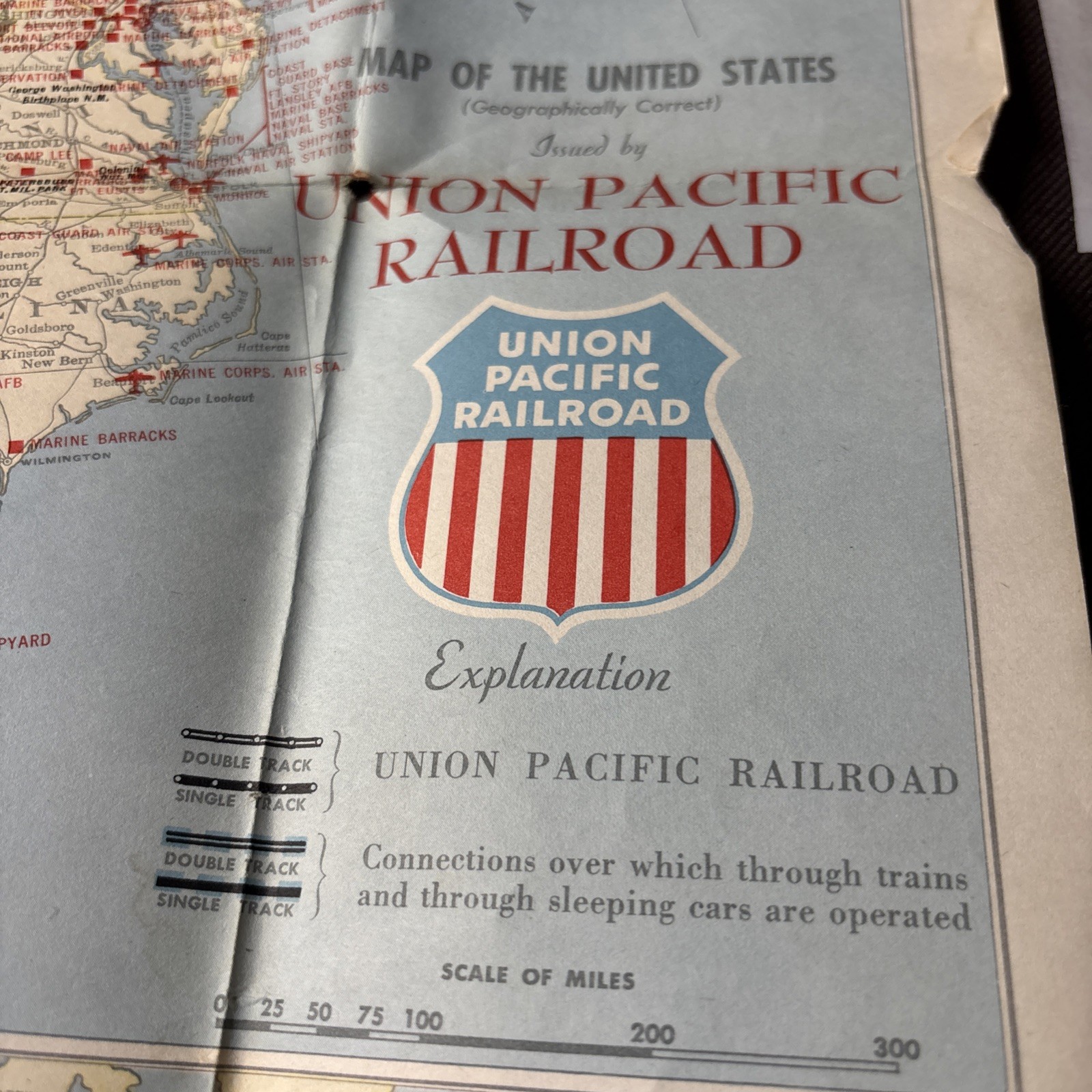 Vintage Union Pacific Railroad Military Map 1950 First Edition