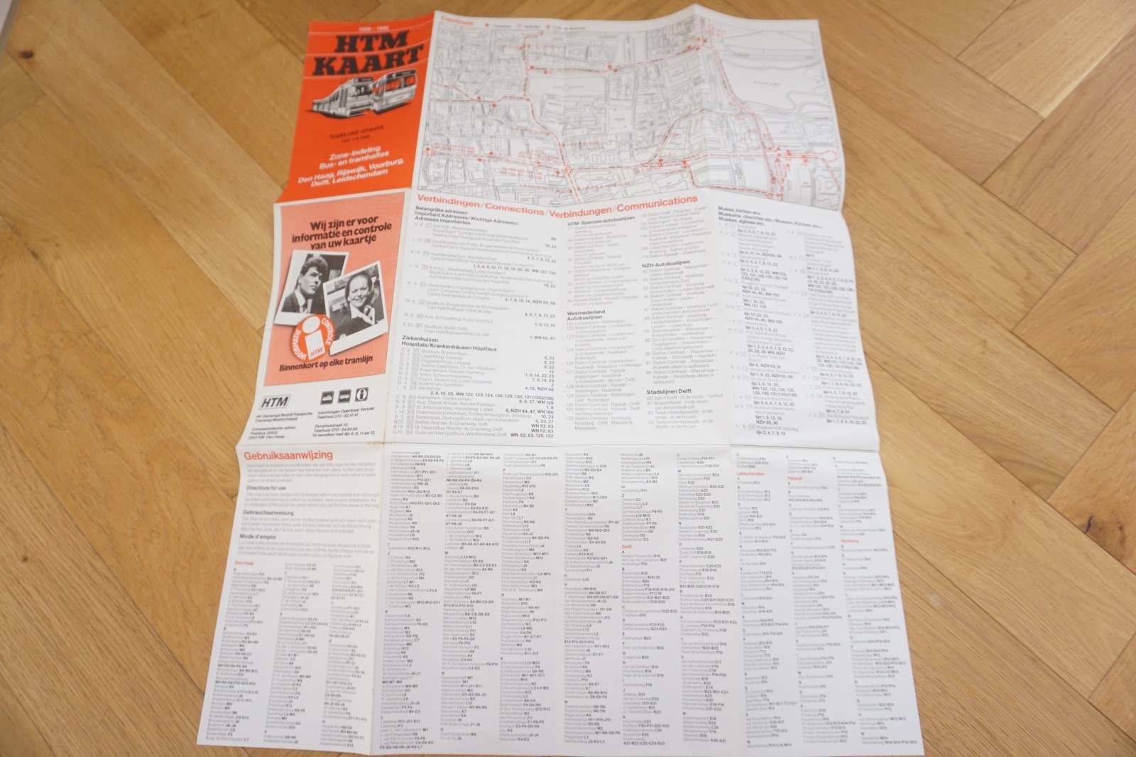 1985 HTM Netherlands Railway Bus Tram Route Map