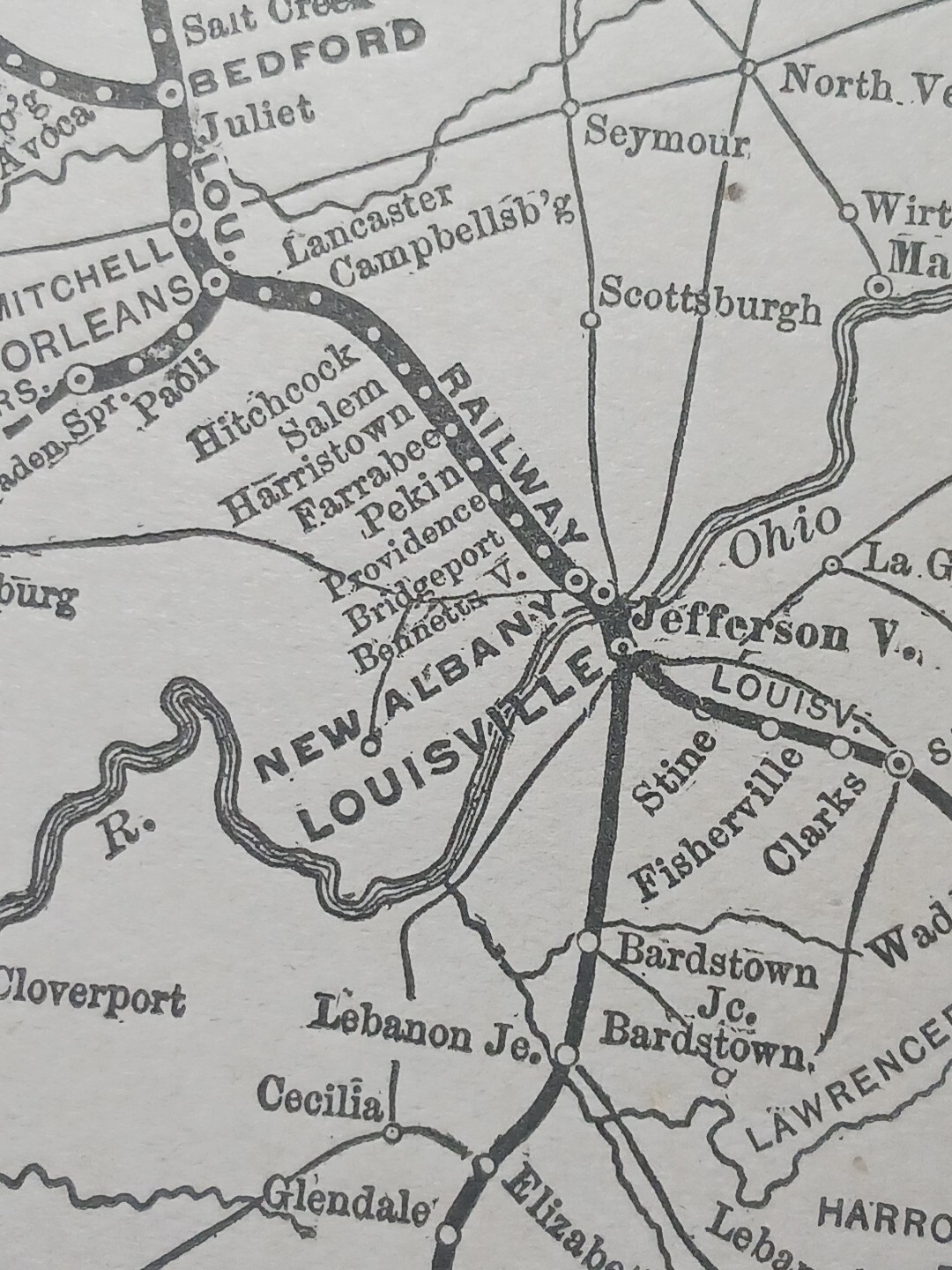 ~1898 Train Route Map CHICAGO INDIANAPOLIS & LOUISVILLE RAILWAY railroad station