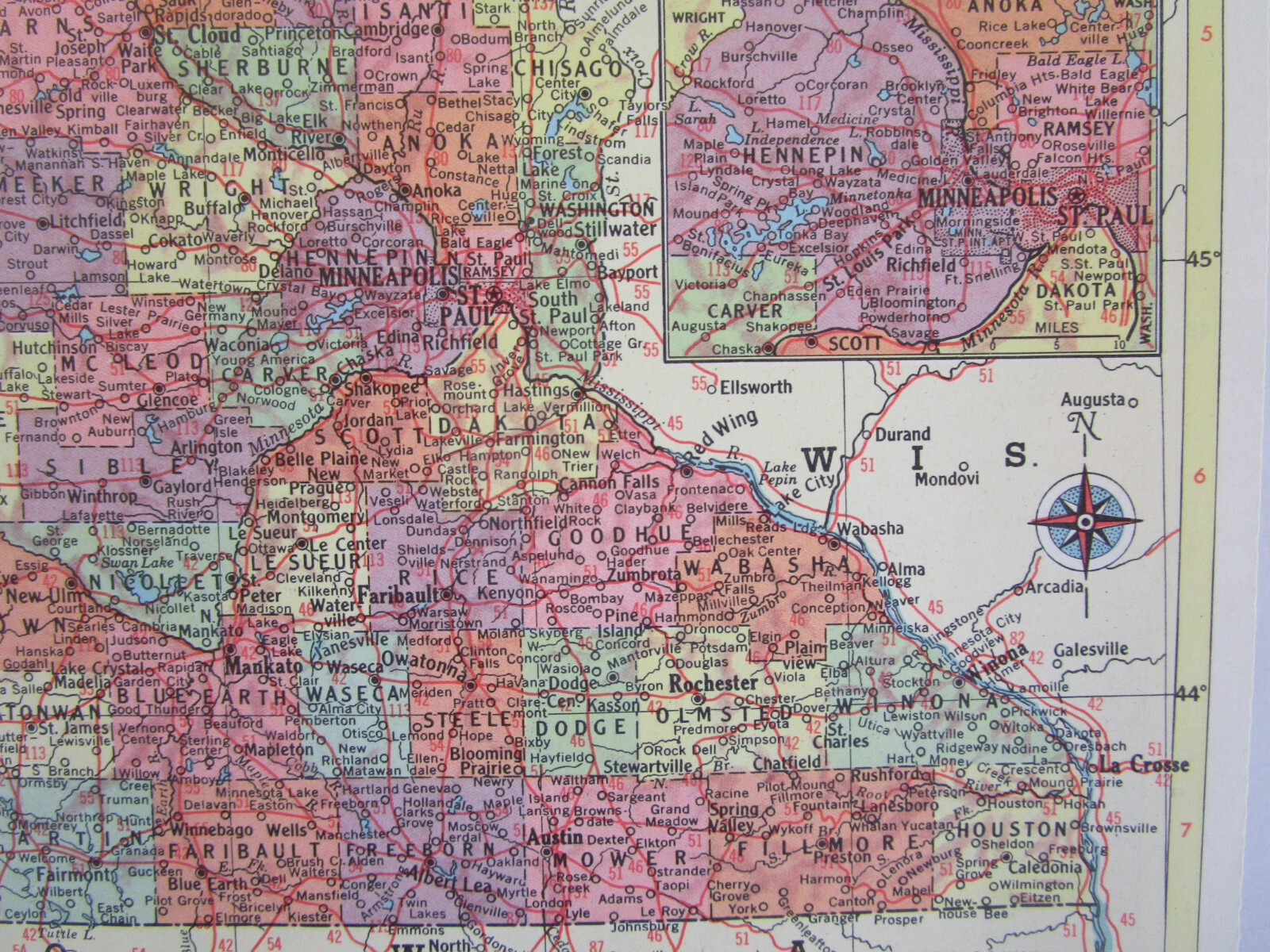 MN MI 1958 MINNESOTA RAILROAD Map DULUTH MESSABE & IRON RANGE RR ~or~ MICHIGAN