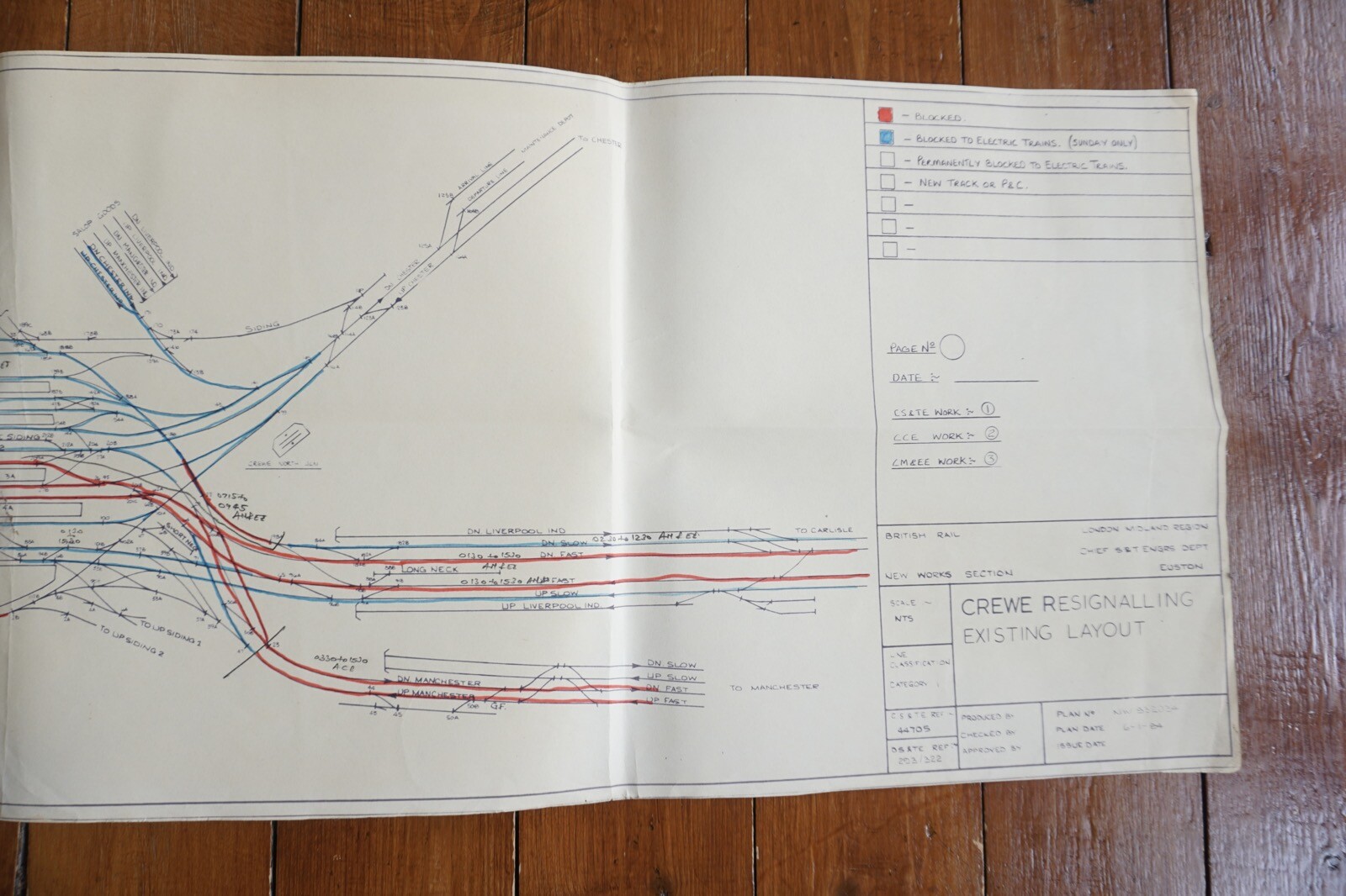 11/12 May 1985 Crewe Re-Signalling Railway Track Plan Map