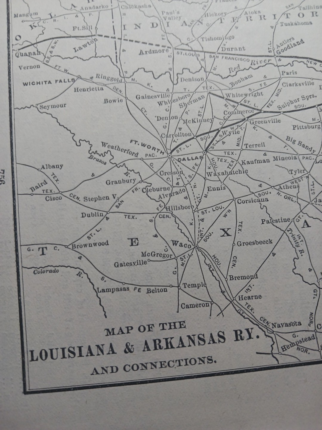~1904 Train Route Map LOUISIANA & ARKANSAS RAILWAY all railroad lines Stations