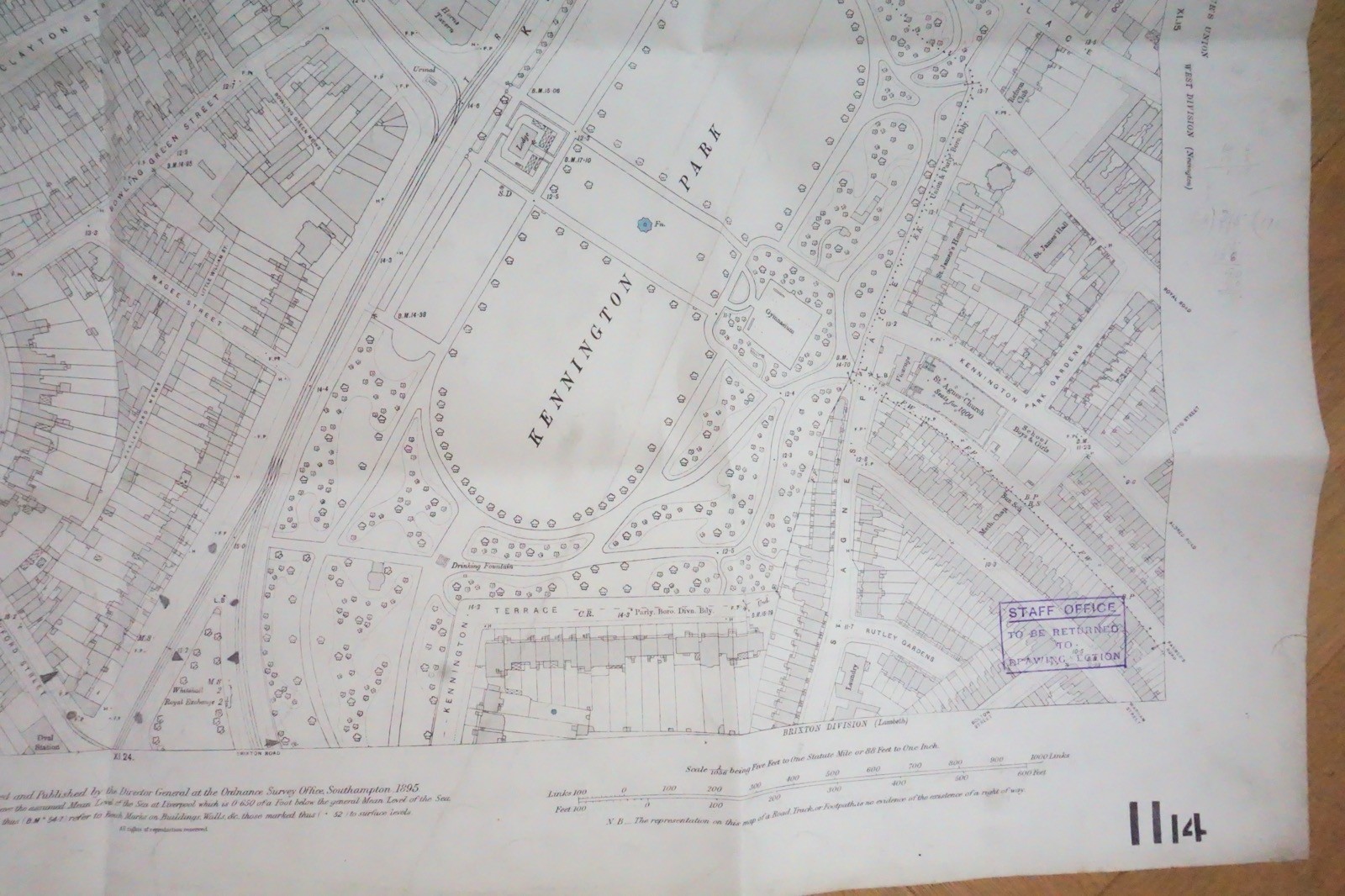 1896 Kennington Oval Cricket Ground London Railway OS Railway Map *