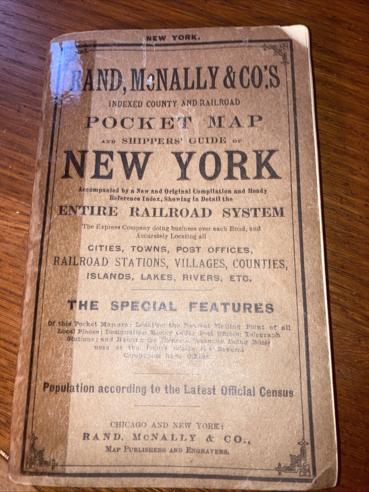 Rand McNally Pocket Map Of New York With Entire Railroad System 1908
