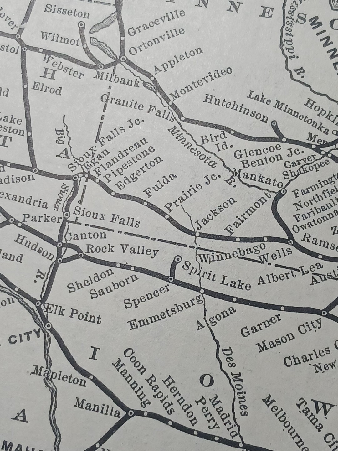~1898 Railroad Train Route Map CHICAGO MILWAUKEE & ST PAUL RAILWAY Lines Station