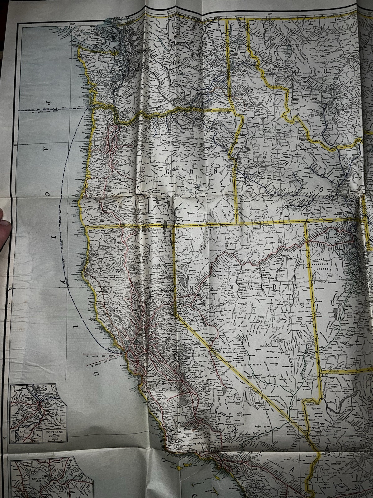 Antique Railroad Map Routes RR Southern Union Pacific Systems 1907 Wall Size