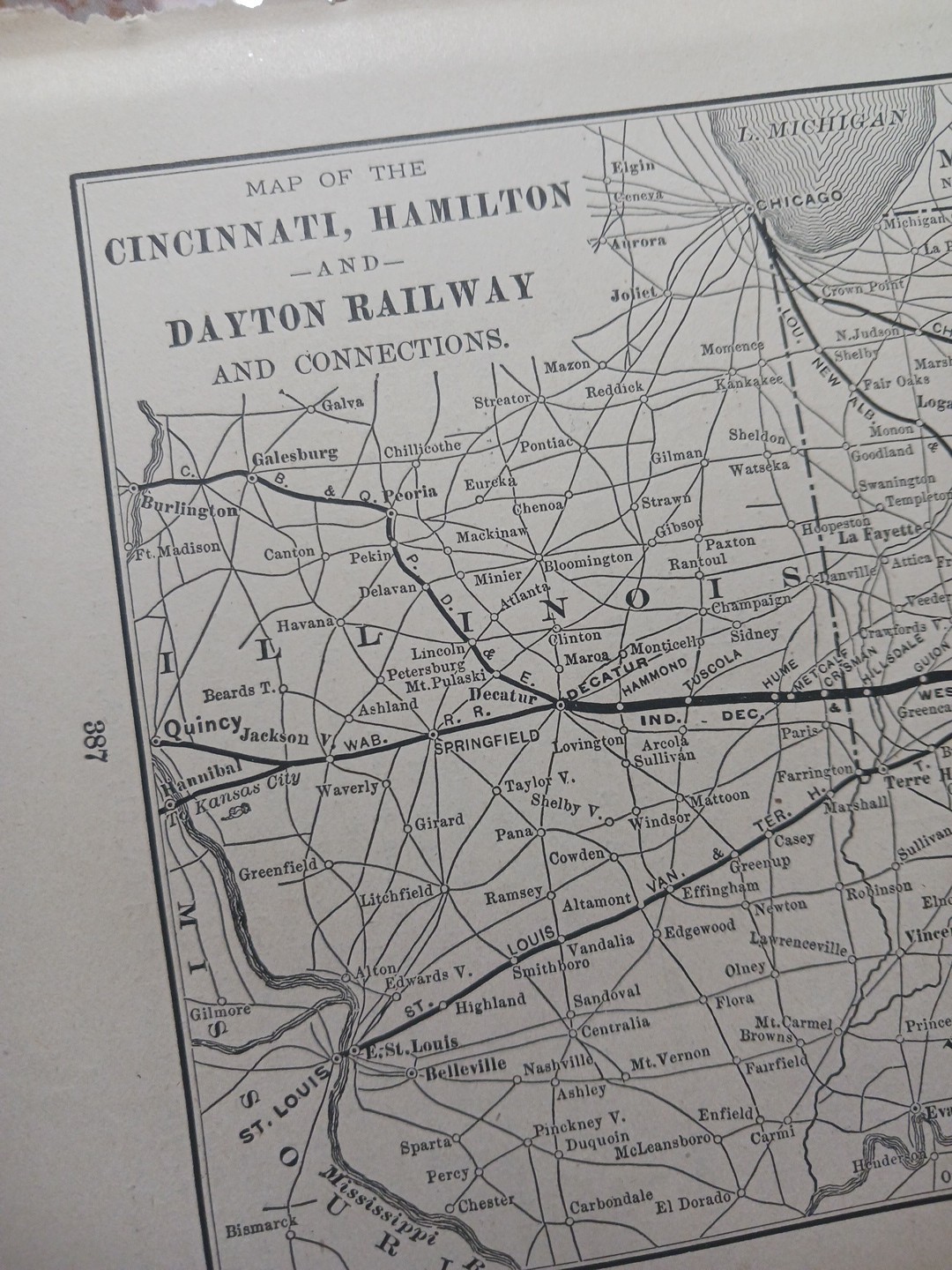 1897 Train Route Map + Report CINCINNATI HAMILTON & DAYTON RAILROAD Ironton OHIO