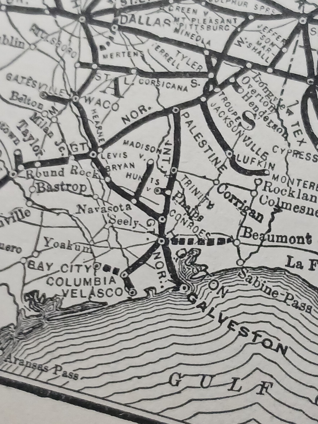 ~1904 Train Route Map MISSOURI PACIFIC RAILWAY Lines Great Northern Railroad