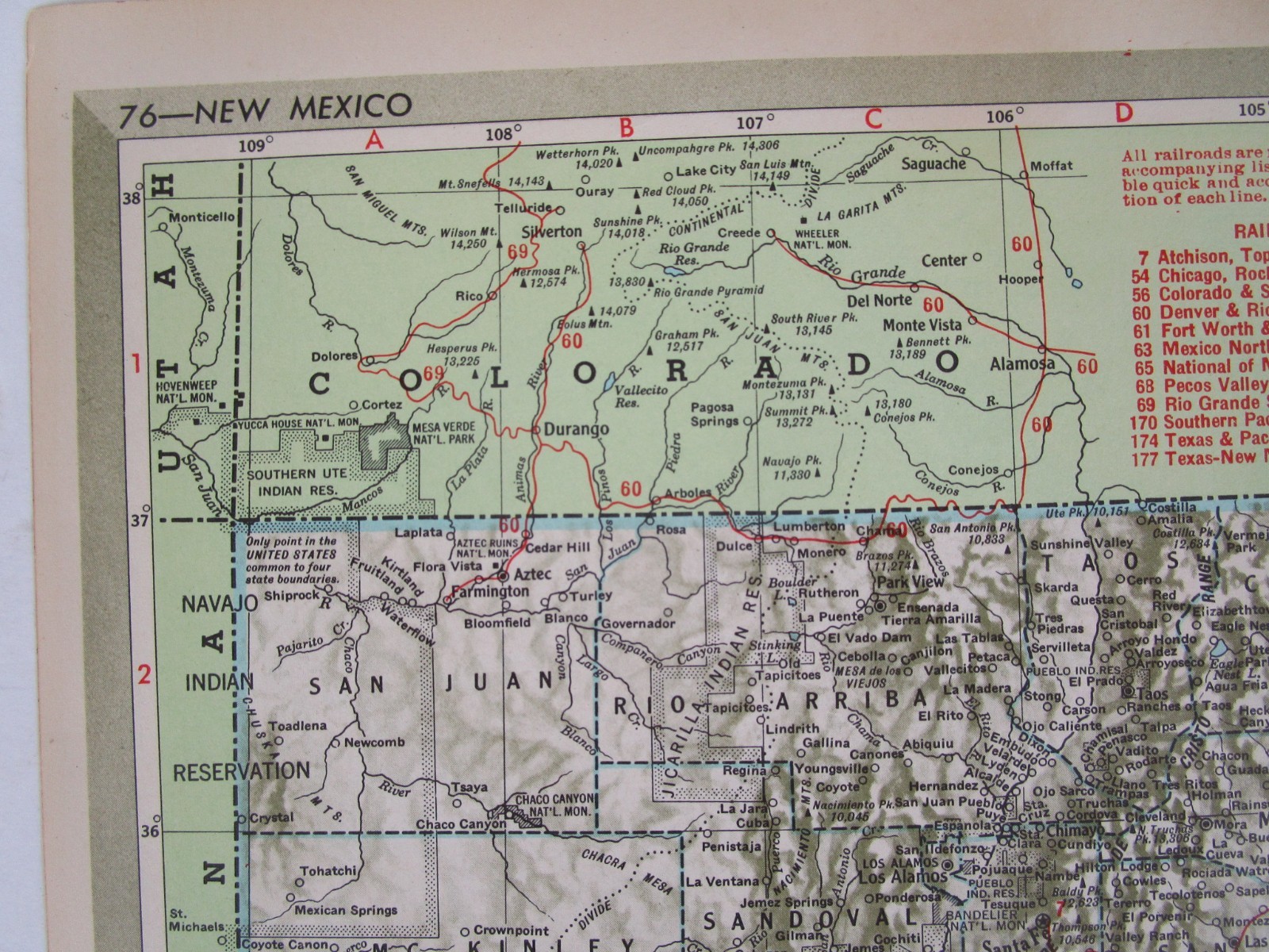 NJ NM 1951 NEW JERSEY RAILROAD Map. MORRISTOWN & ERIE RR ~or~ NEW MEXICO