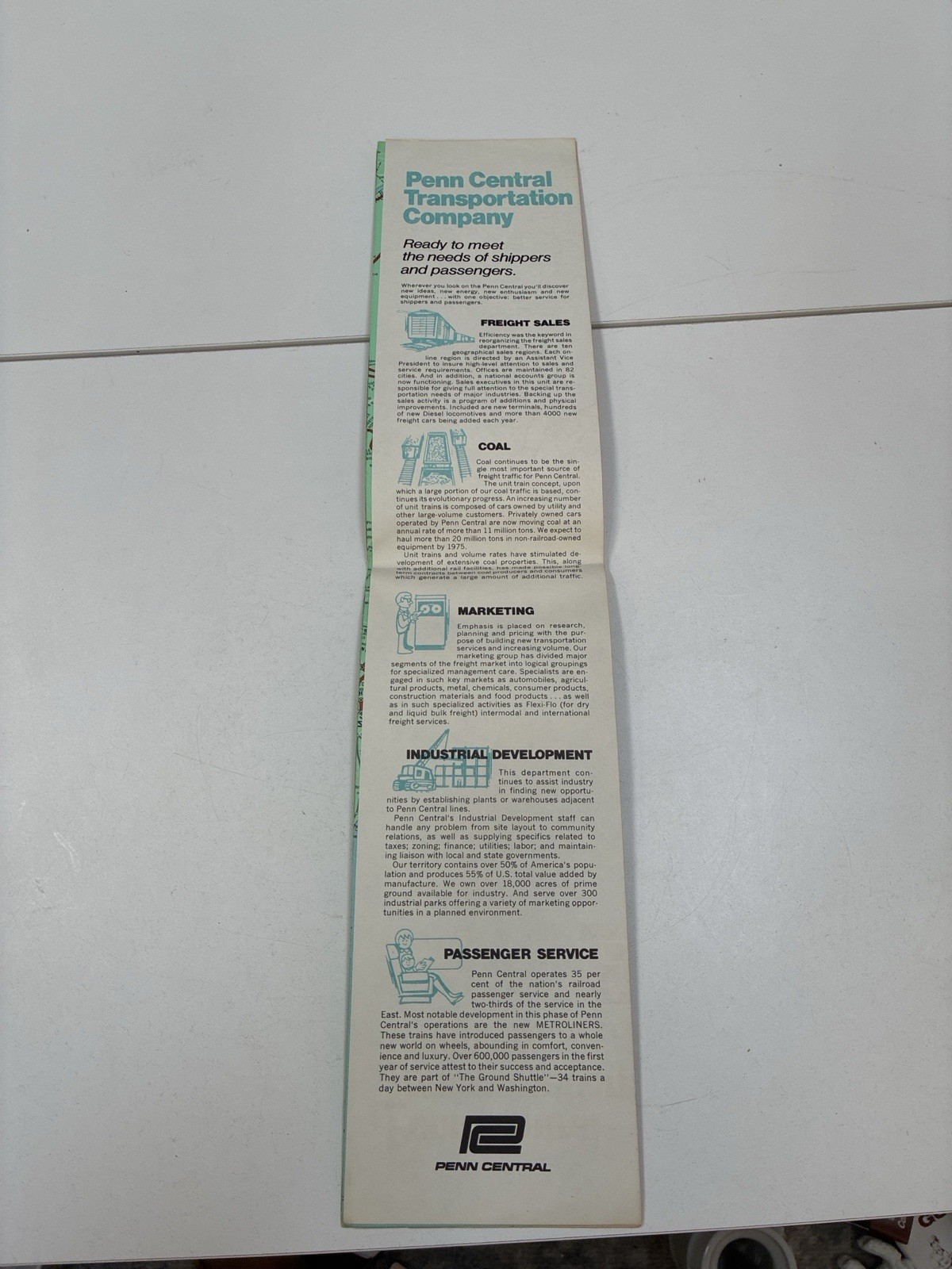 Penn Central 1970 System Map PRR NYC Lines Rand McNally RR Original Folded