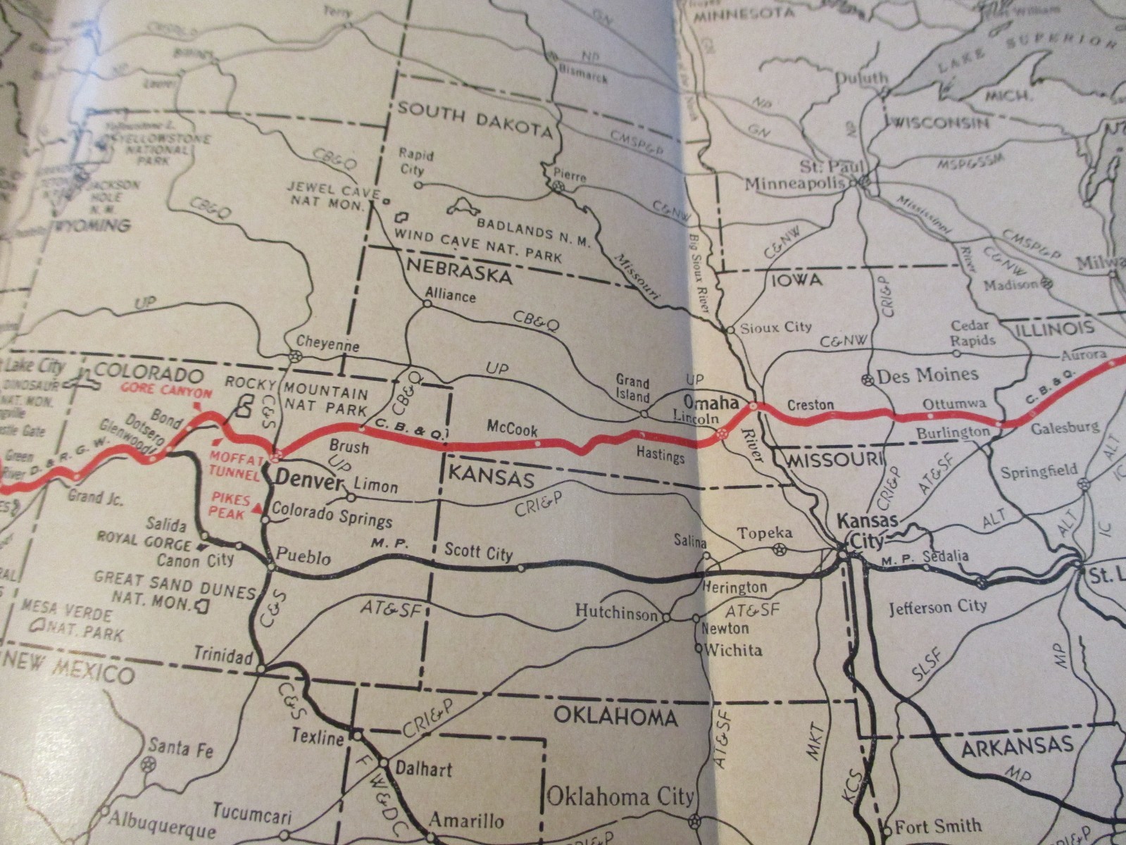 VTG 1950 WESTERN PACIFIC RAILROAD ‘Feather River Route’ MAP~Schedule/Connections