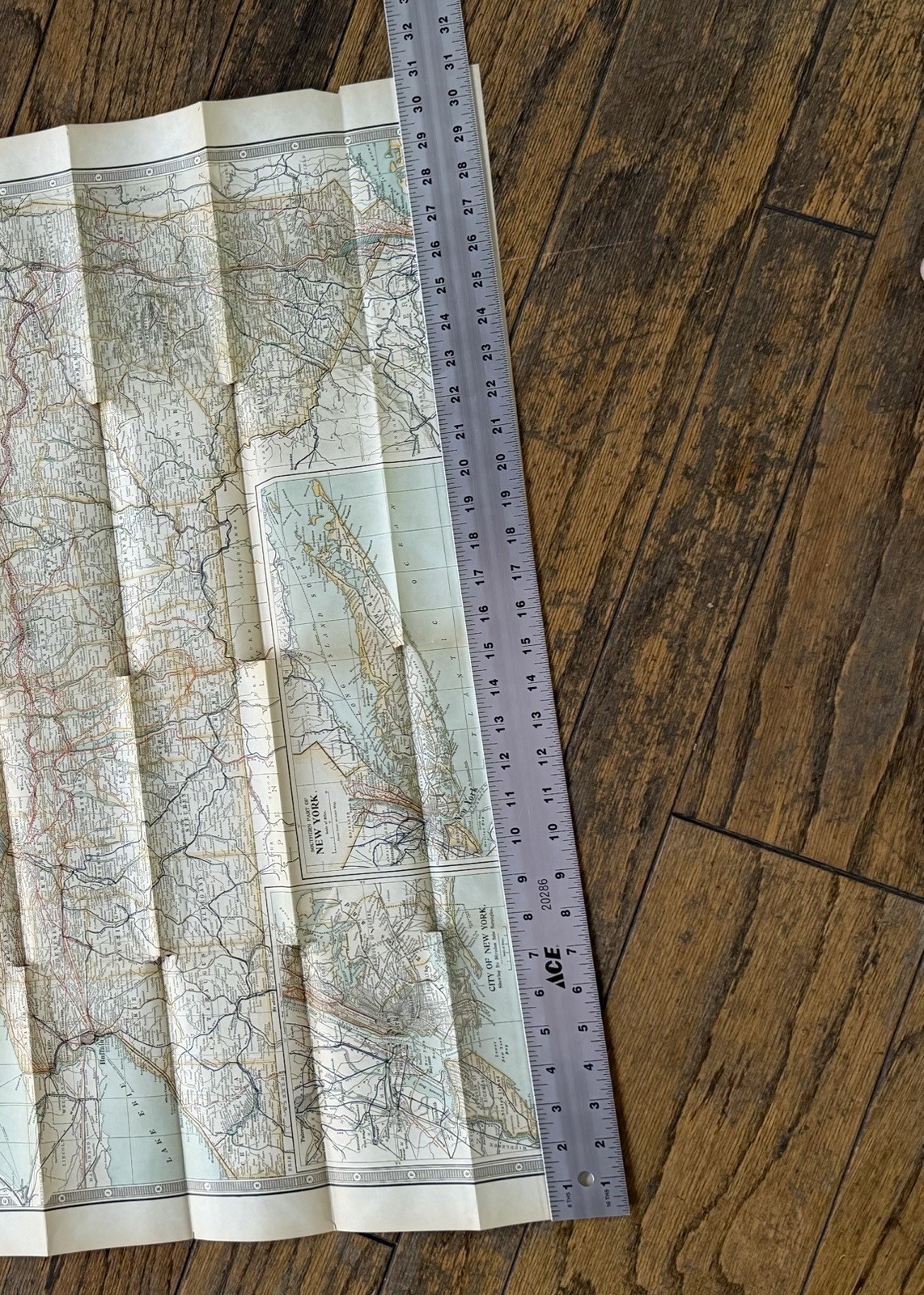 1901 New York Railroad Map Lyon Co Fold Out Original Albany NY