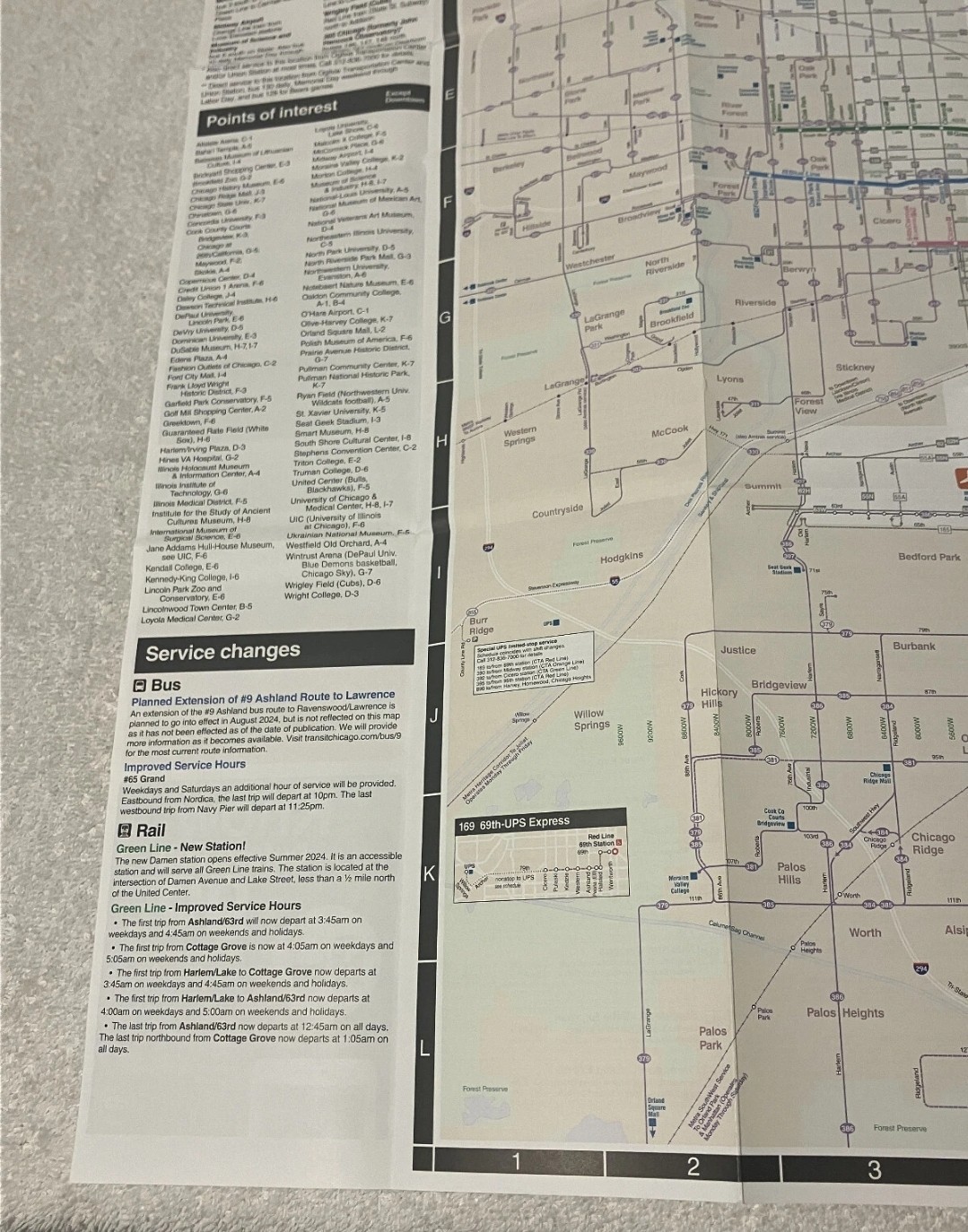 CHICAGO TRANSIT AUTHORITY (CTA) BUS and RAIL “L” MAP July 2024