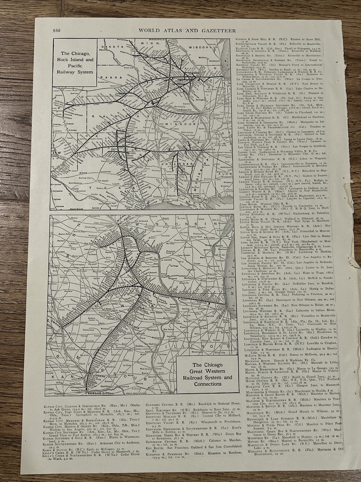 1917 Map The Chicago Rock Island & Great Western Railway System 15×11 Inches