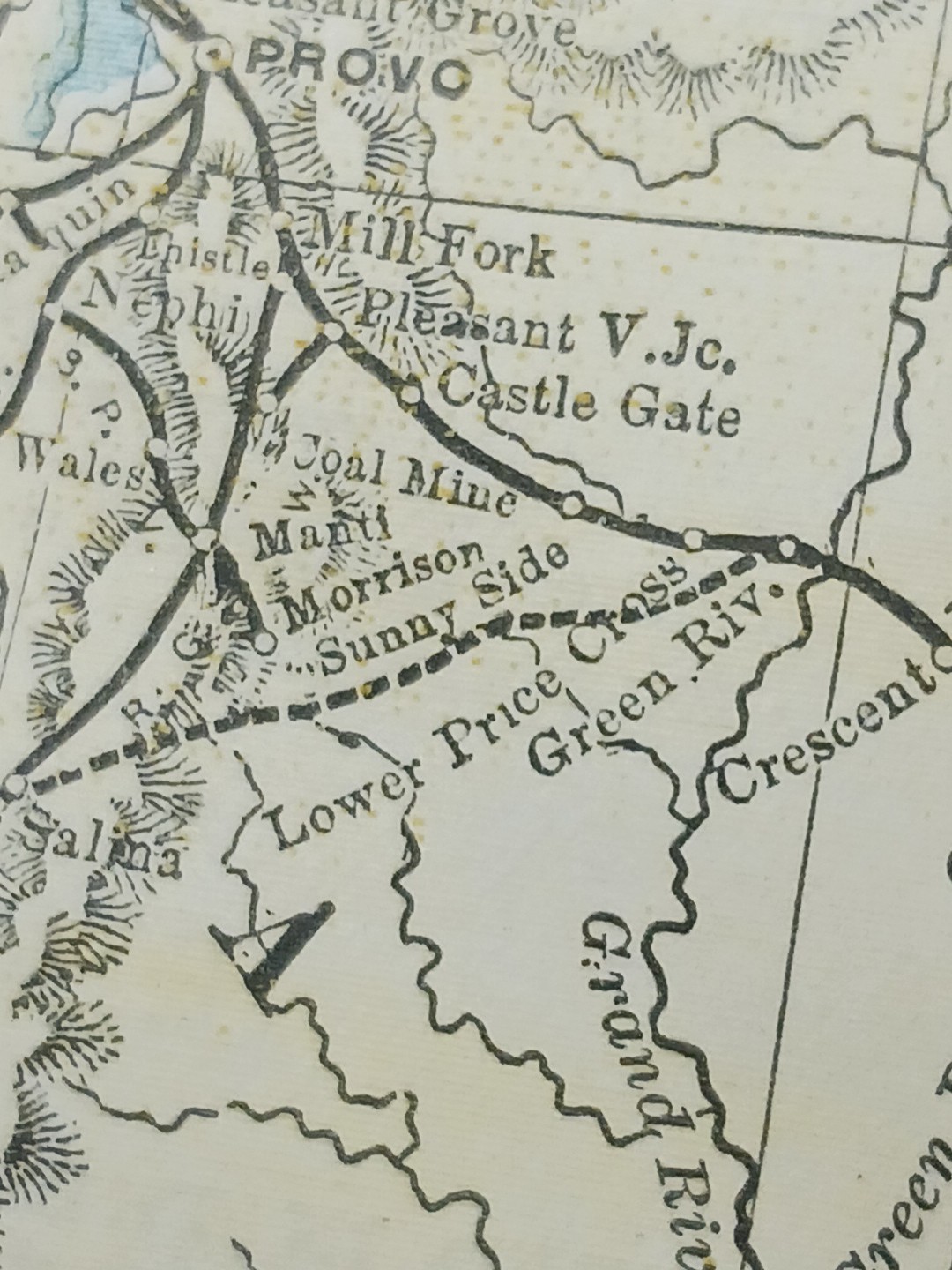 ~1895 Antique Railroad Map UTAH Colorado ARIZONA New Mexico All Train Lines 9×11