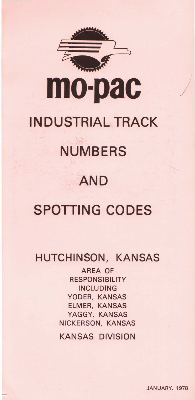 Missouri Pacific 1976 Hutchinson, KS Kansas Division PDF Pages on DVD