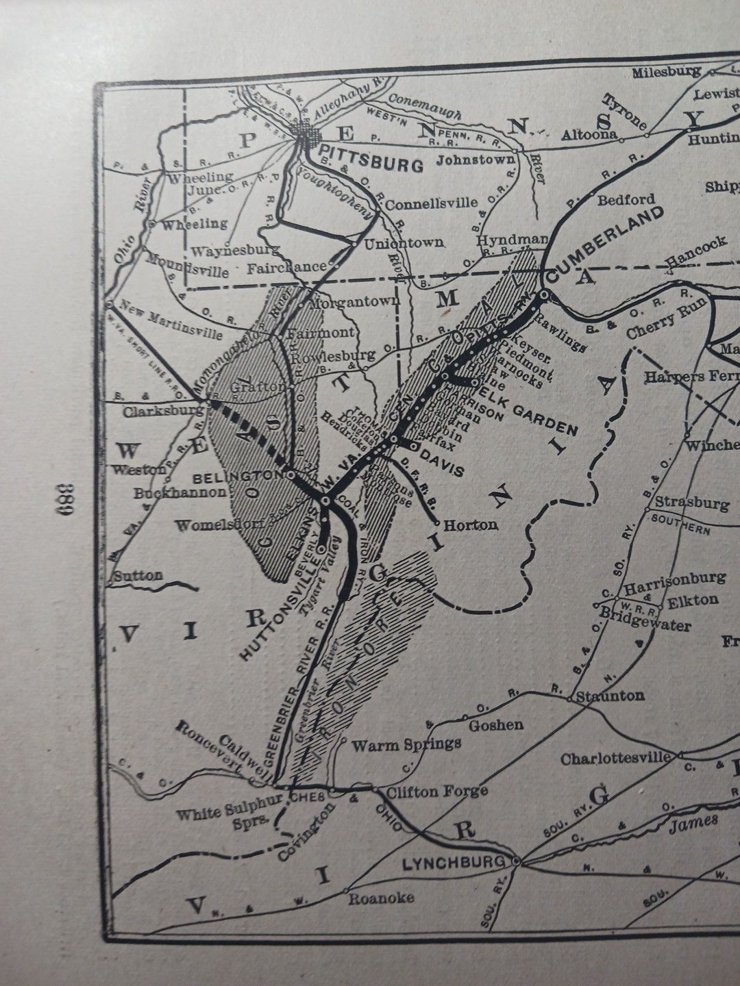 1901 Railroad Map WEST VIRGINIA CENTRAL & PITTSBURGH RAILWAY coal & Ore Fields