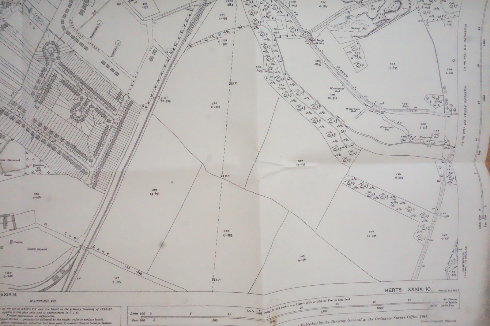 1939 Watford Garston St Albans North London Railway OS Railway Map *
