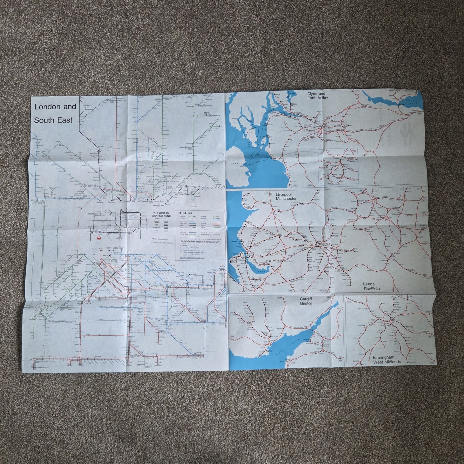 1976 British Railways Passenger Network Map Vintage Train Railwayana Ephemera