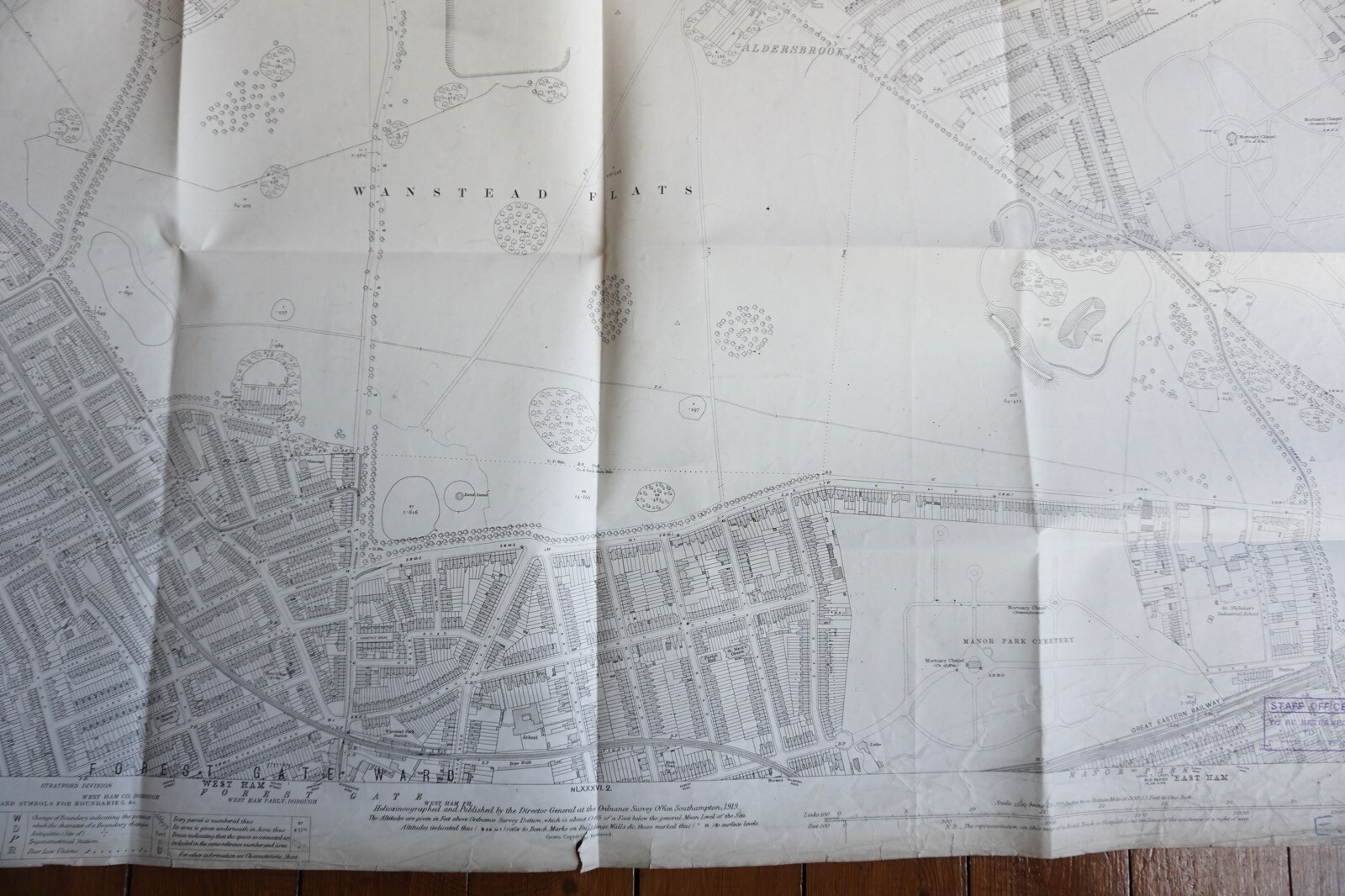 1919 Wanstead Essex Great Eastern Railway OS Railway Map