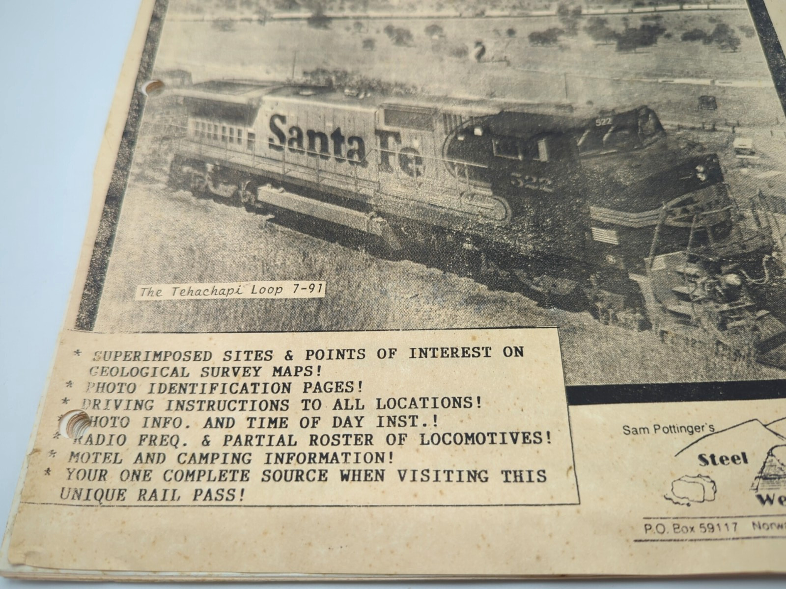 TEHACHAPI 1991 Rail Map and Guide – Sam Pottinger Steel Rails West