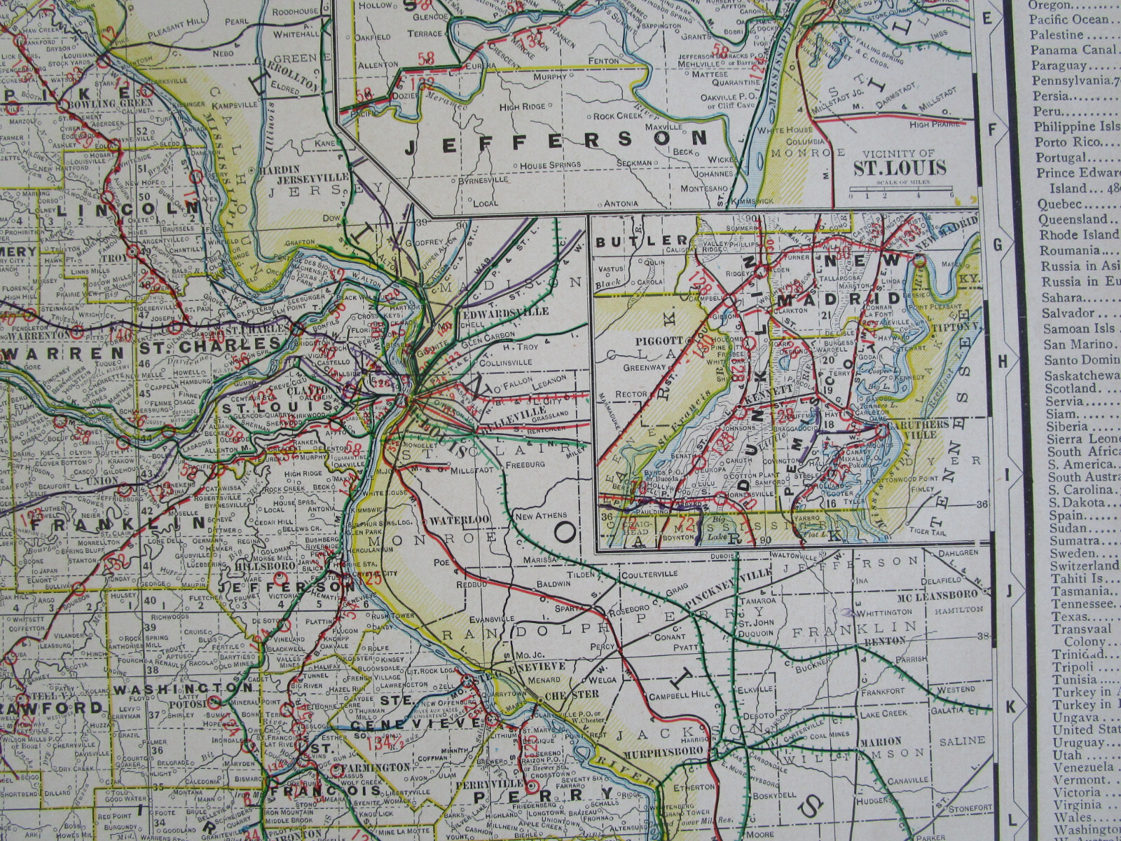 MO 1903 MISSOURI RAILROAD Map. George Cram STEAM + INTERURBAN. PERTLE SPRINGS RR
