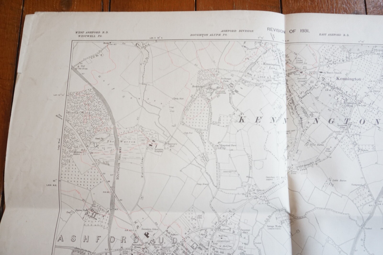 1931 Kennington Ashford Kent Southern Railway OS Map