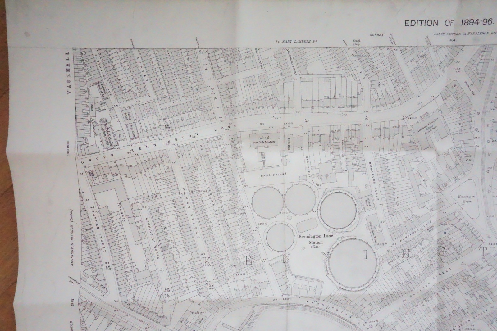1896 Kennington Oval Cricket Ground London Railway OS Railway Map *
