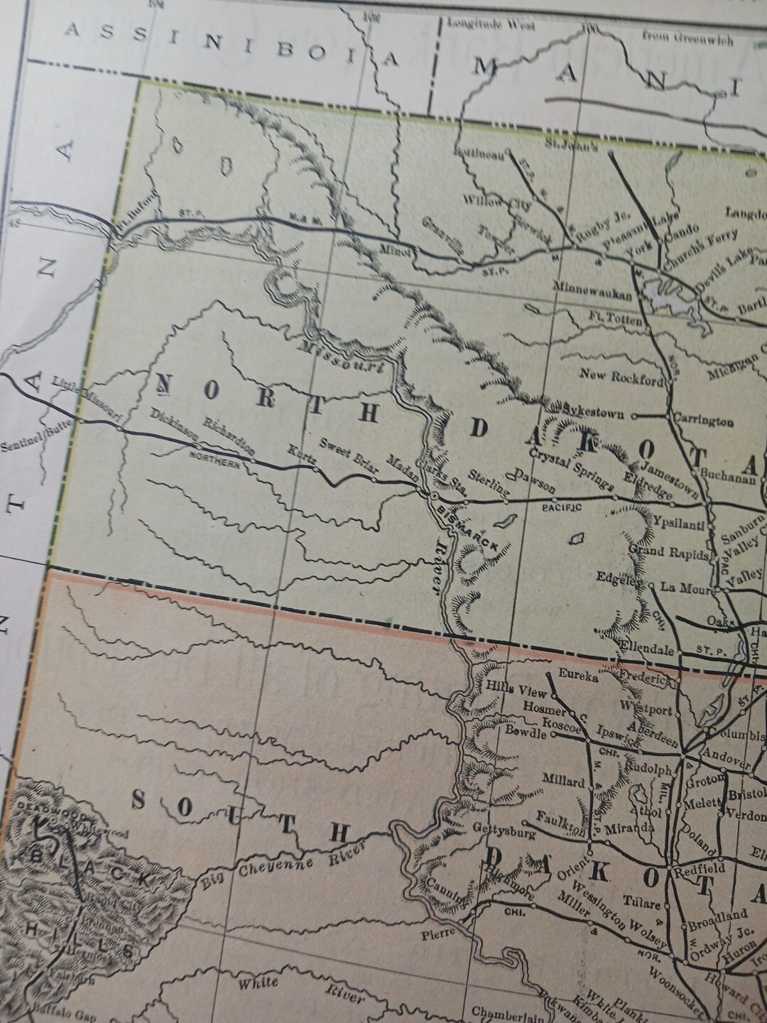 1890 Antique Railway Map Minnesota Dakota ALL Railroad Lines Train Depots 9″x11″