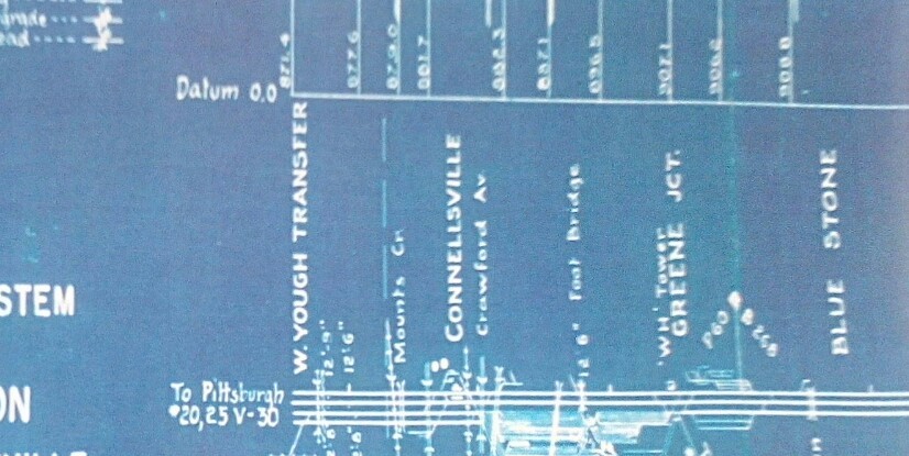 1950 B & O Railroad Pittsburgh Division Track Chart Connellsville Greene Jct NEW