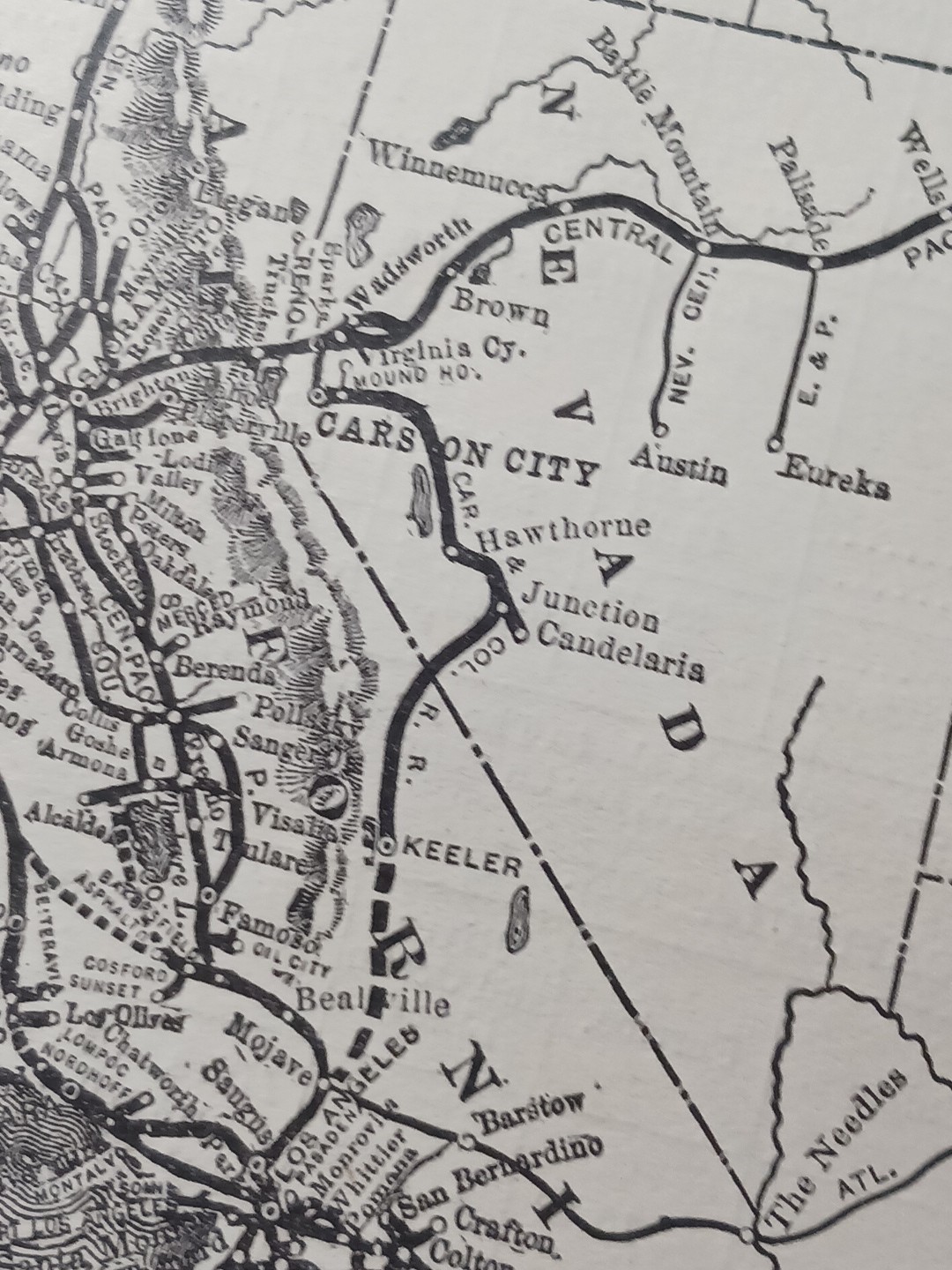 1905 Train Route Map SOUTHERN PACIFIC SYSTEM western USA all Lines Stations