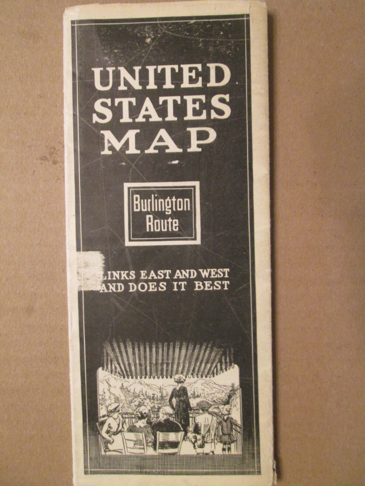 Burlington Route Map of the United States circa 1920