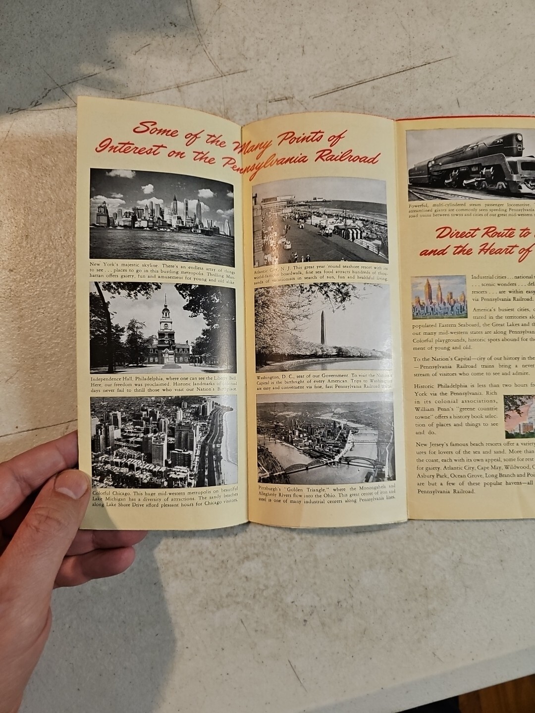 1948 PENNSYLVANIA RAILROAD SCENIC GUIDE MAP BROCHURE COLOR PHOTOS ILLUSTRATIONS