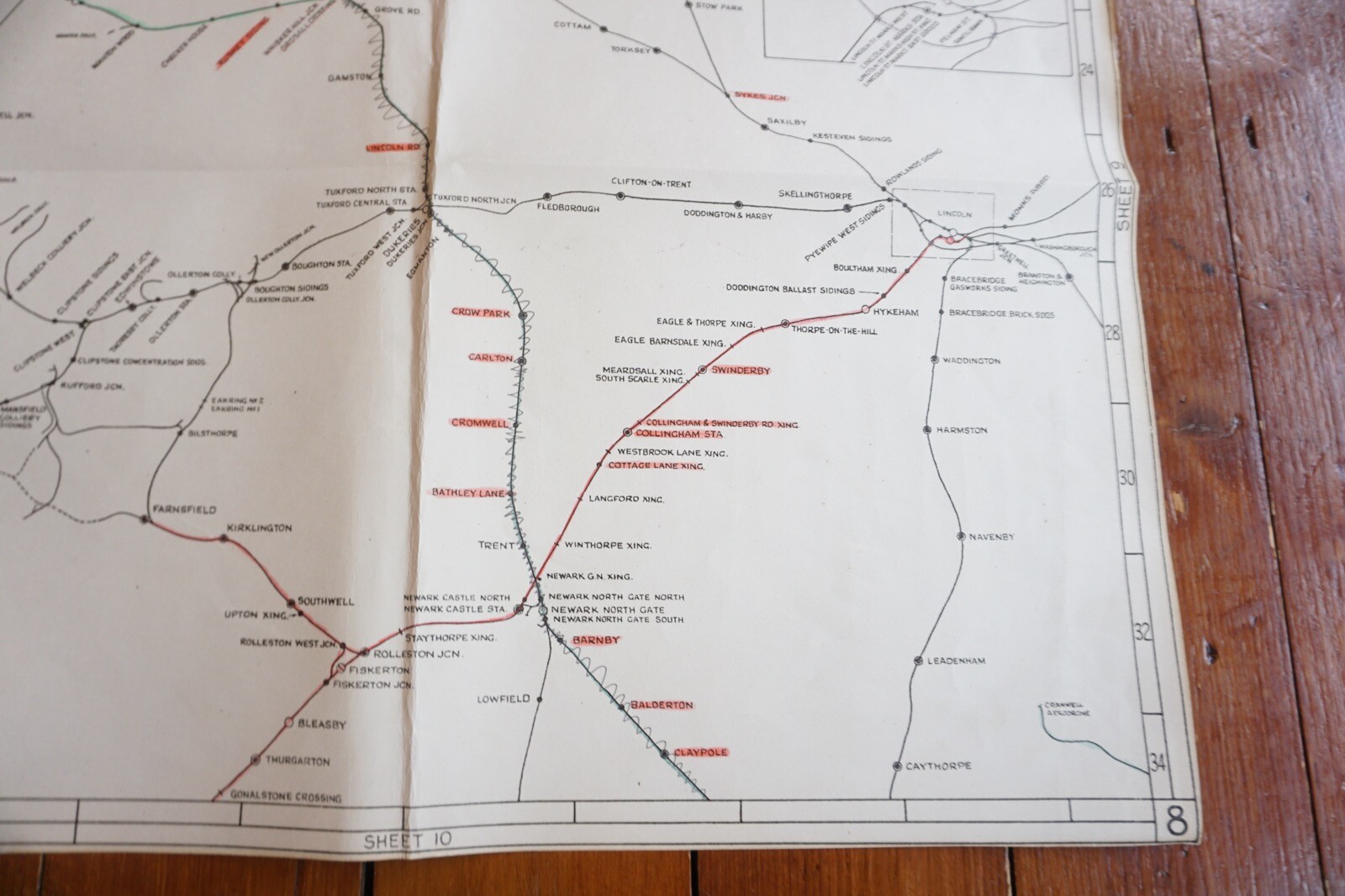 1951 Lincoln Retford Trent Eastern Reg British Rail Track Plan Railway Map