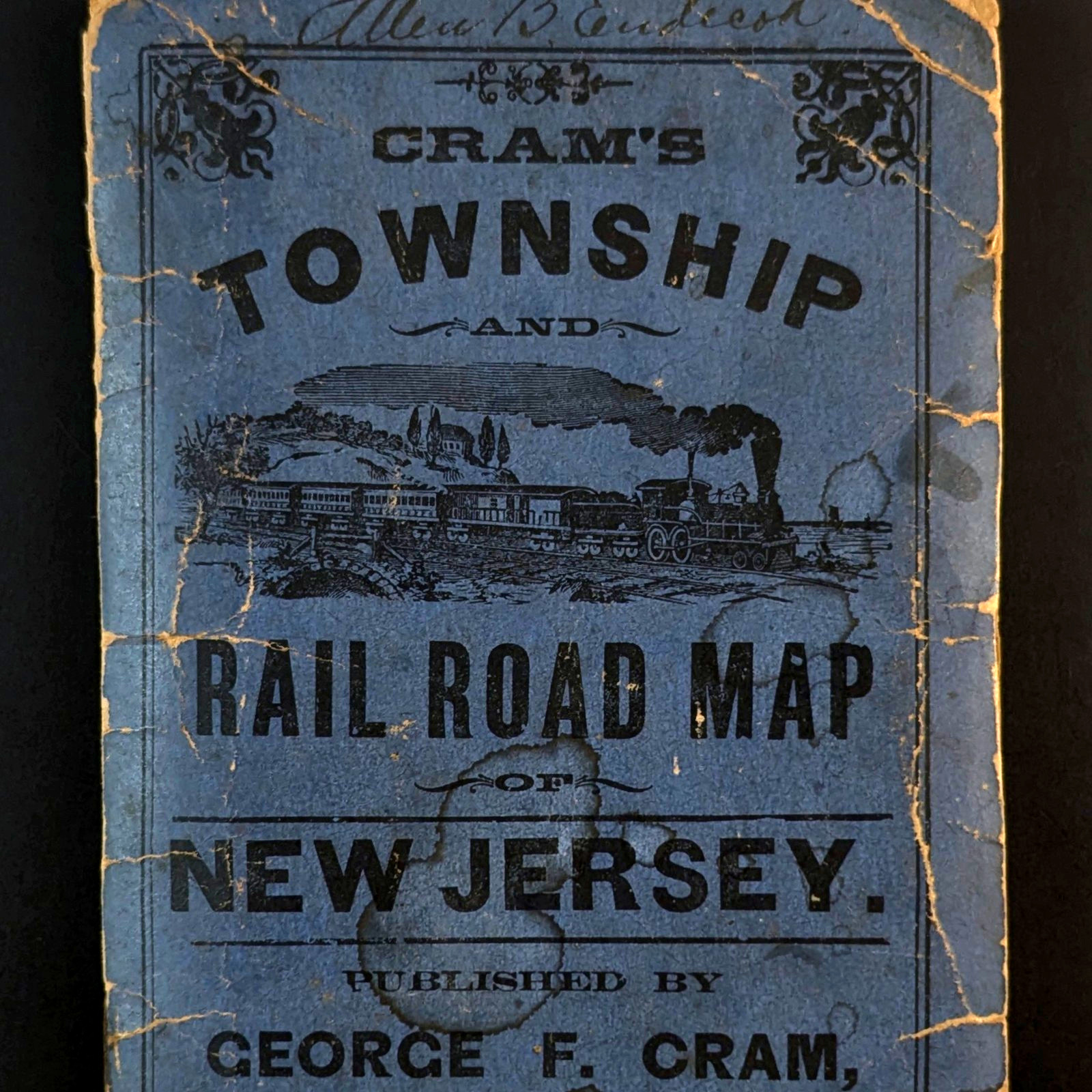 Cram’s Township And Railroad Map of New Jersey George F Cram Pocket Folder 1891