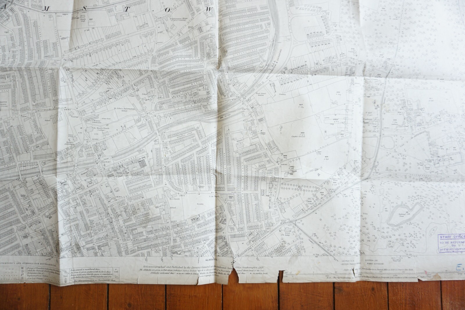 1919 Walthamstow GER Great Eastern OS Railway Map