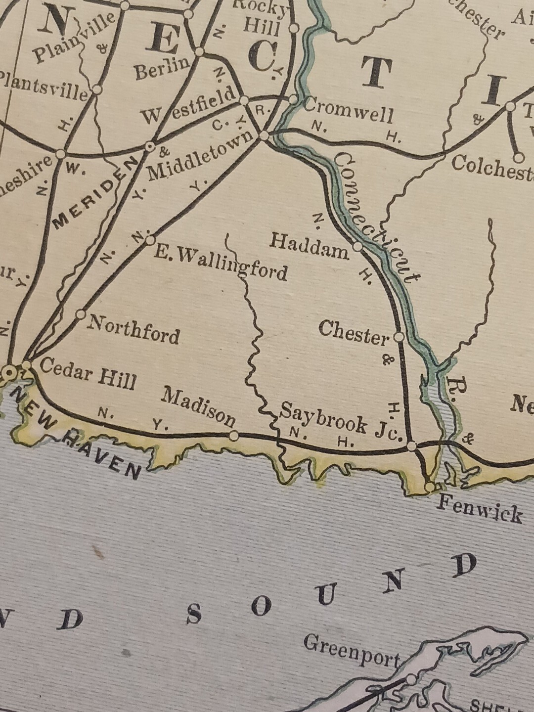 1902 Train Route Map MASSACHUSETTS Connecticut RI All Railroad Lines 11″×9″