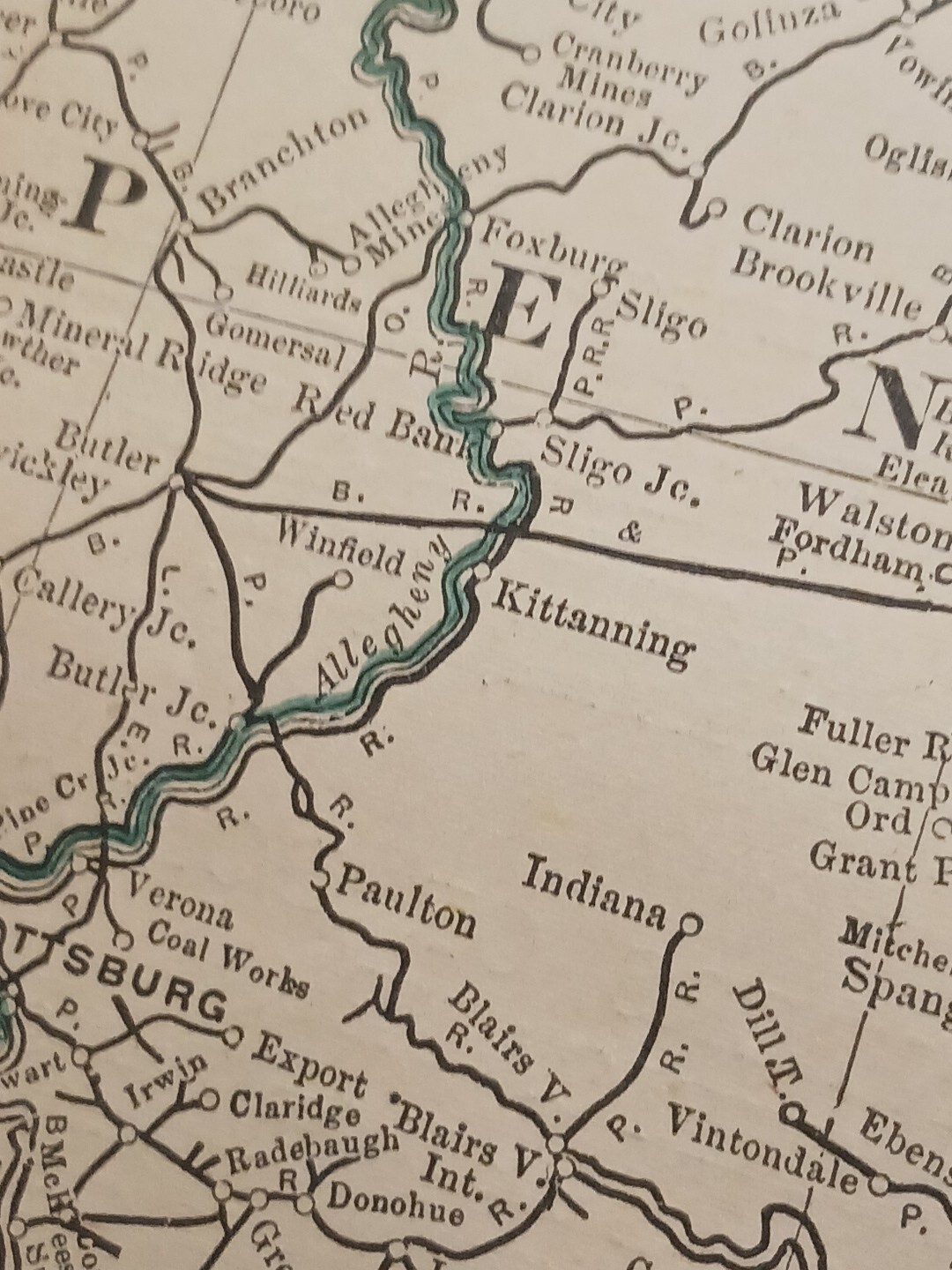 1902 Train Route Map PENNSYLVANIA New Jersey All Railroad Lines Stations 11″×9″