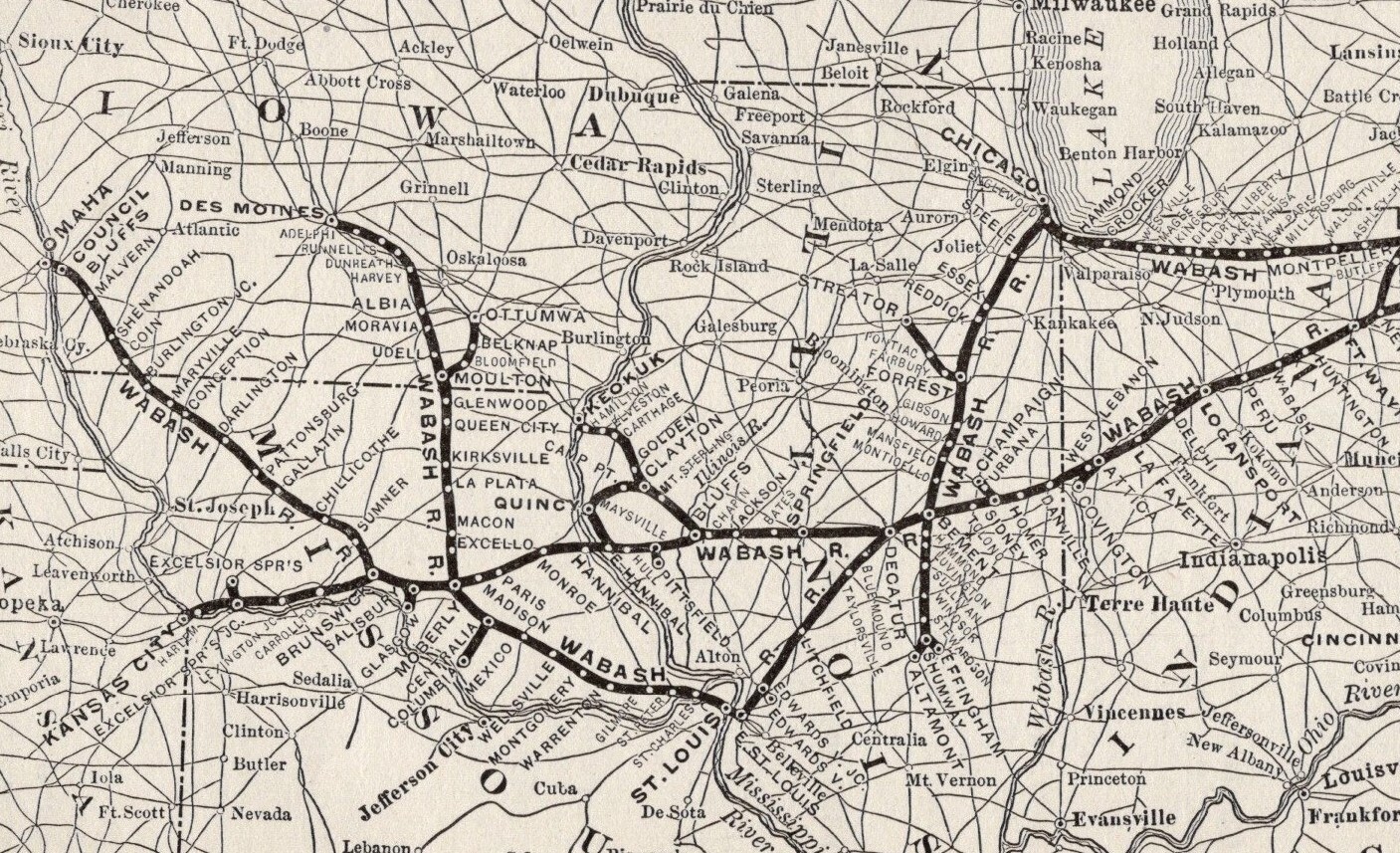 1914 Antique Wabash System Railroad Map Vintage Railway Map 1566