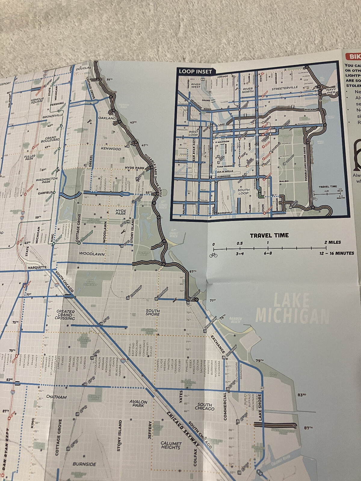 New CHICAGO BIKE MAP Hand-Held Foldable 2-Sided Trails, Bike Lanes & Routes 2024