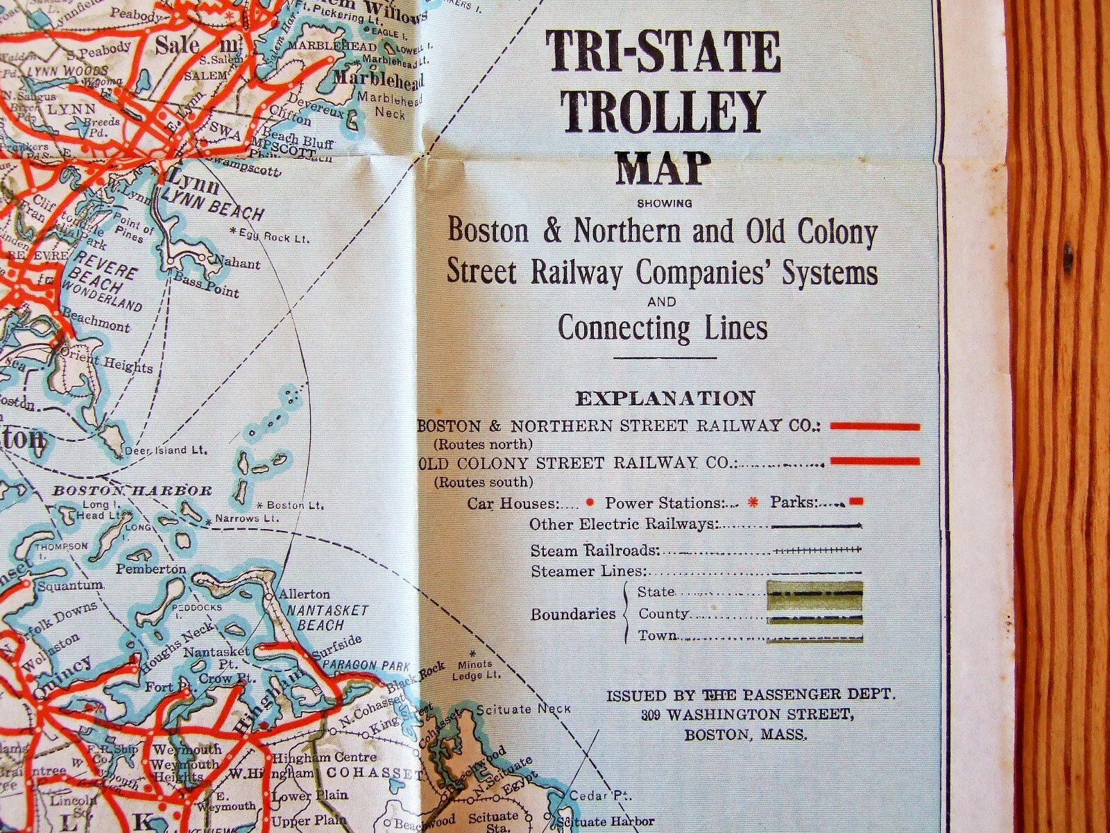 Original 1910 Boston & Northern Tri-State Trolley Map with 24 pg “Trolley Trips”