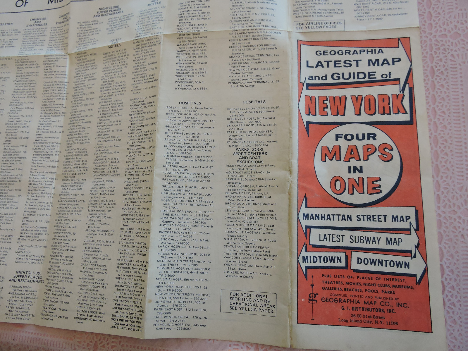 RARE ~ Foldout 1955 Transit New York City Subway Street Map NYC Bus IRT Brooklyn