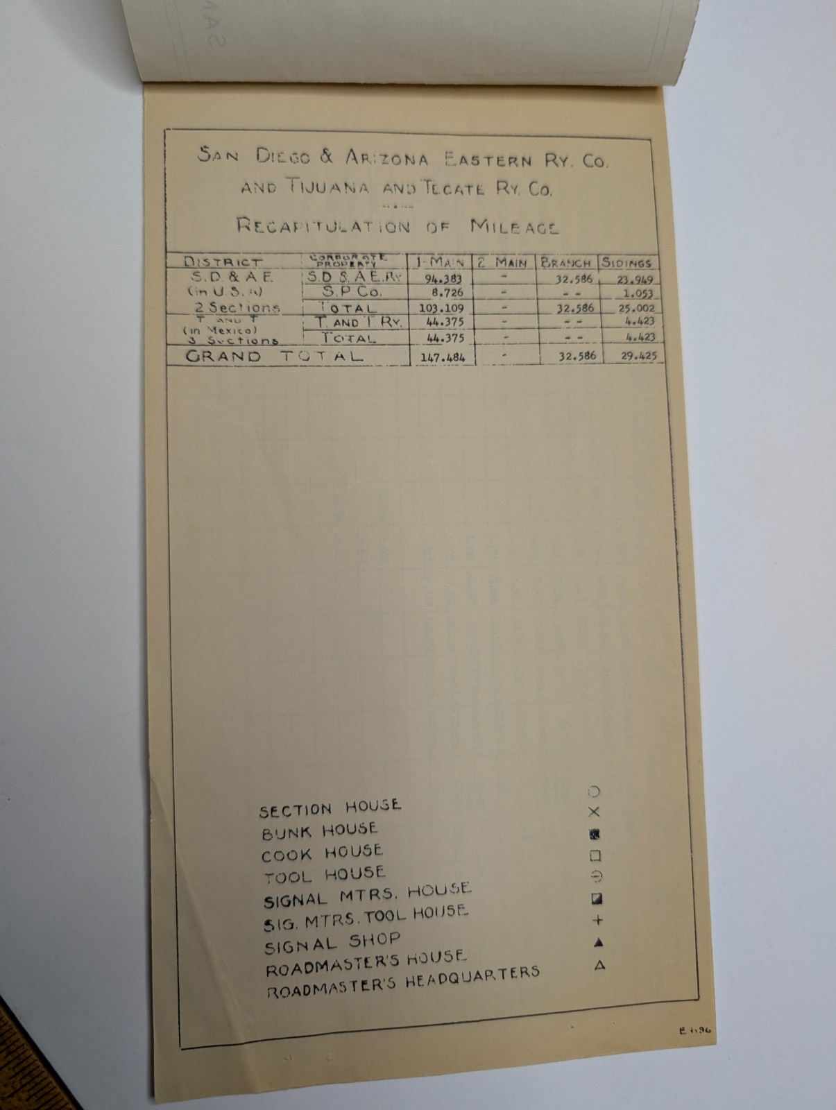 1969 San Diego & Arizona Eastern Tijuana Tecate Ry Railroad Mileage Booklet Map